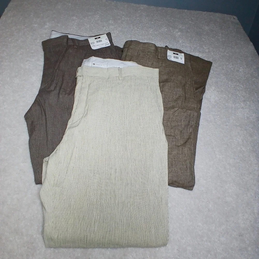 3 NWT Joseph Abboud Nova Fides Dress Pants Size 40 Viscose Poly Tan/Brown